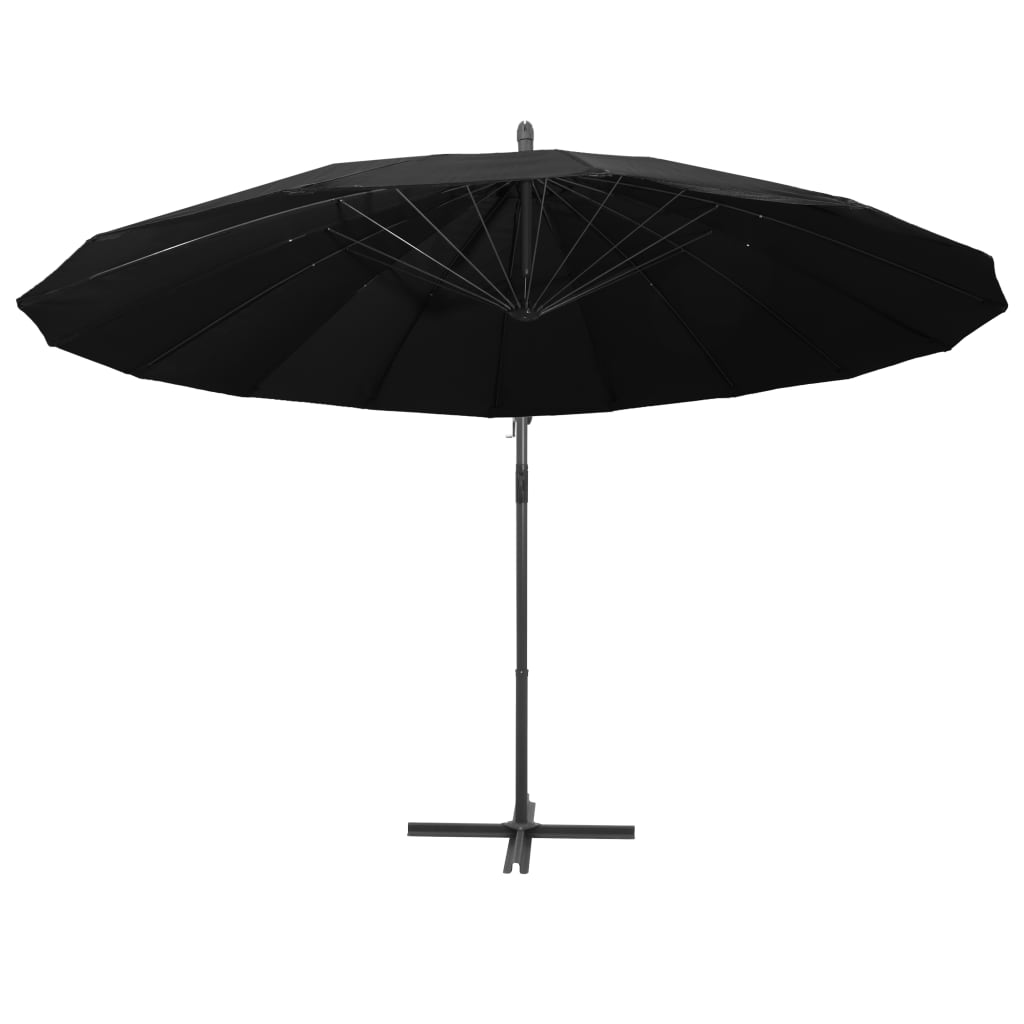 vidaXL Parasol suspendu avec poteau noir 3 m