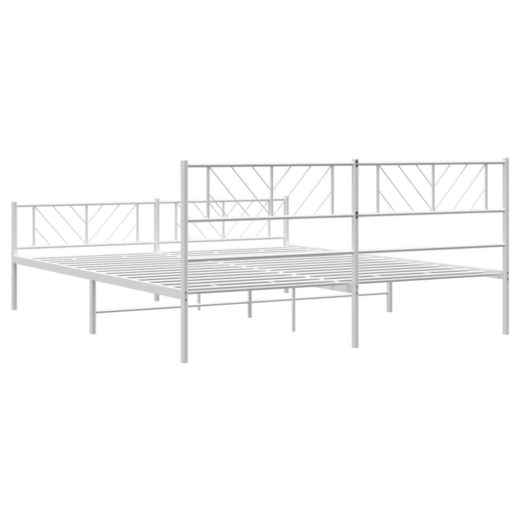 vidaXL Cadre de lit métal sans matelas et pied de lit blanc 193x203 cm