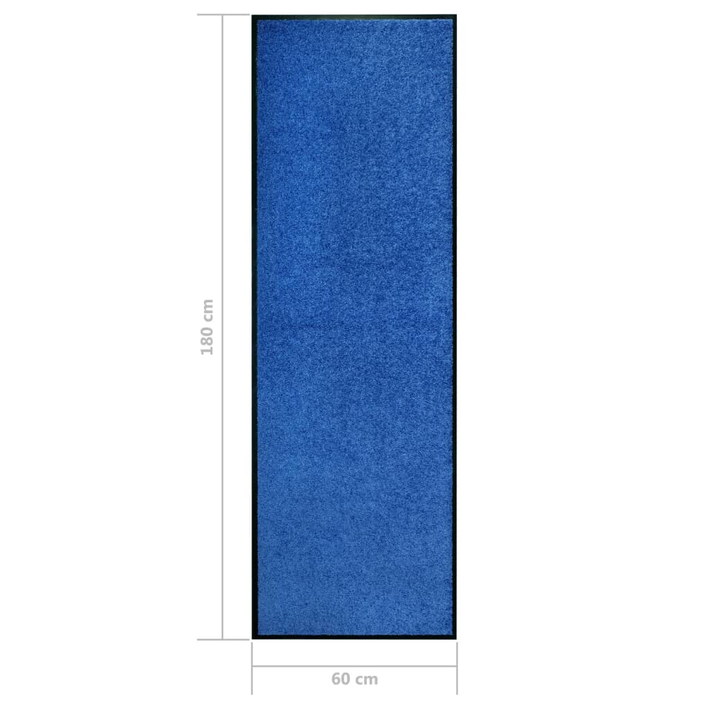 vidaXL Paillasson lavable Bleu 60x180 cm