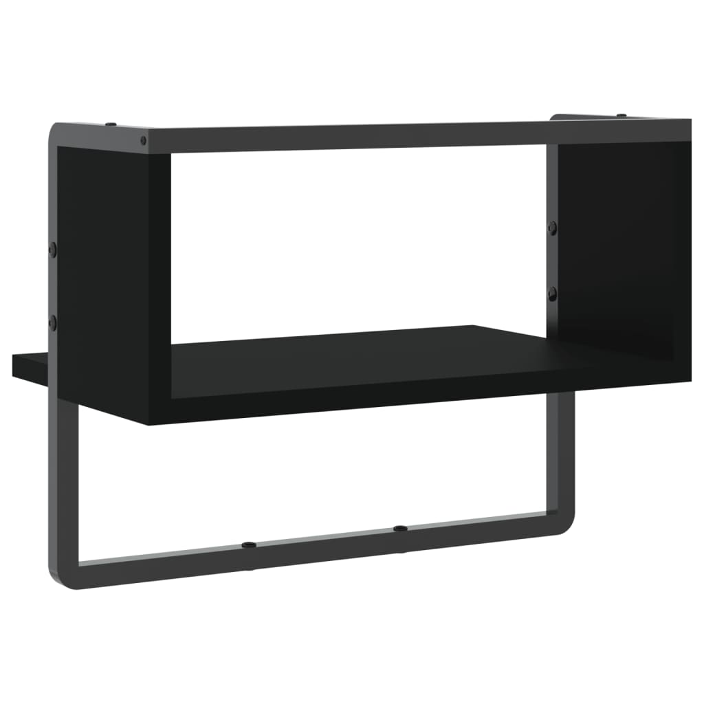 vidaXL Étagère murale avec barre noir 40x25x30 cm