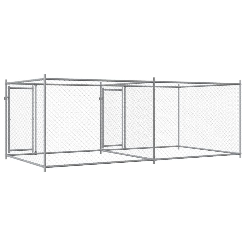 vidaXL Cage pour chien avec portes gris 4x2x1,5 m acier galvanisé