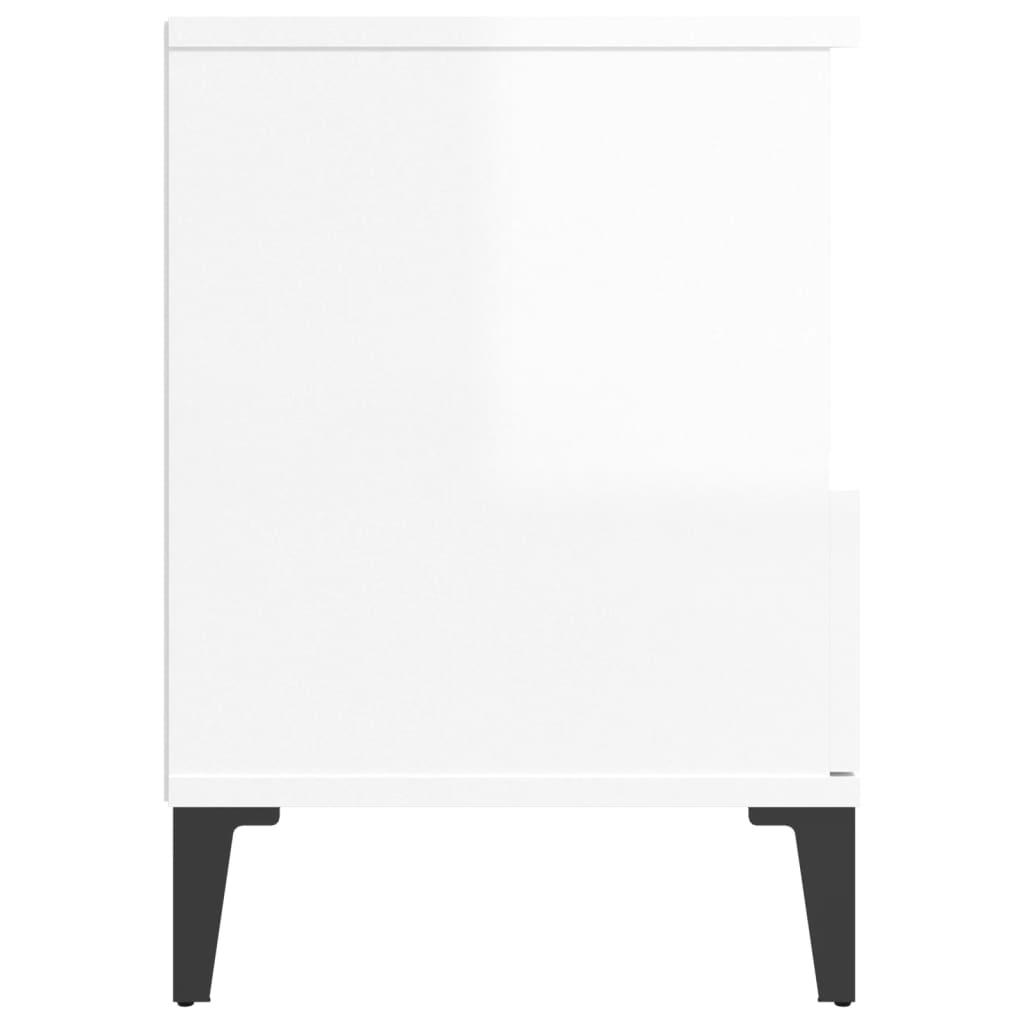 vidaXL Table de chevet Blanc brillant 40x35x50 cm