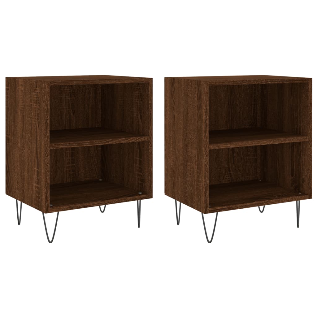 vidaXL Tables de chevet 2pcs chêne marron 40x30x50cm bois d'ingénierie