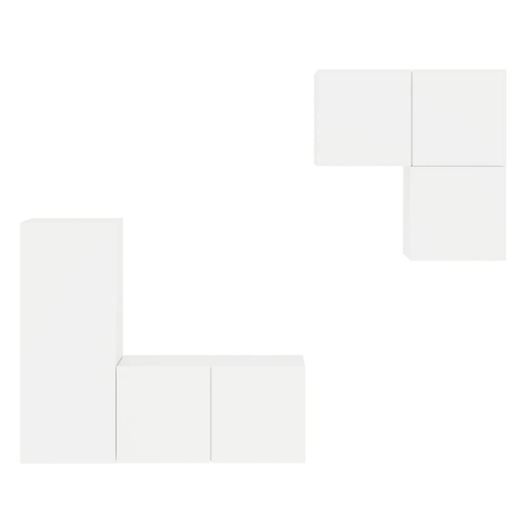 vidaXL Unités murales TV 4 pcs blanc bois d'ingénierie