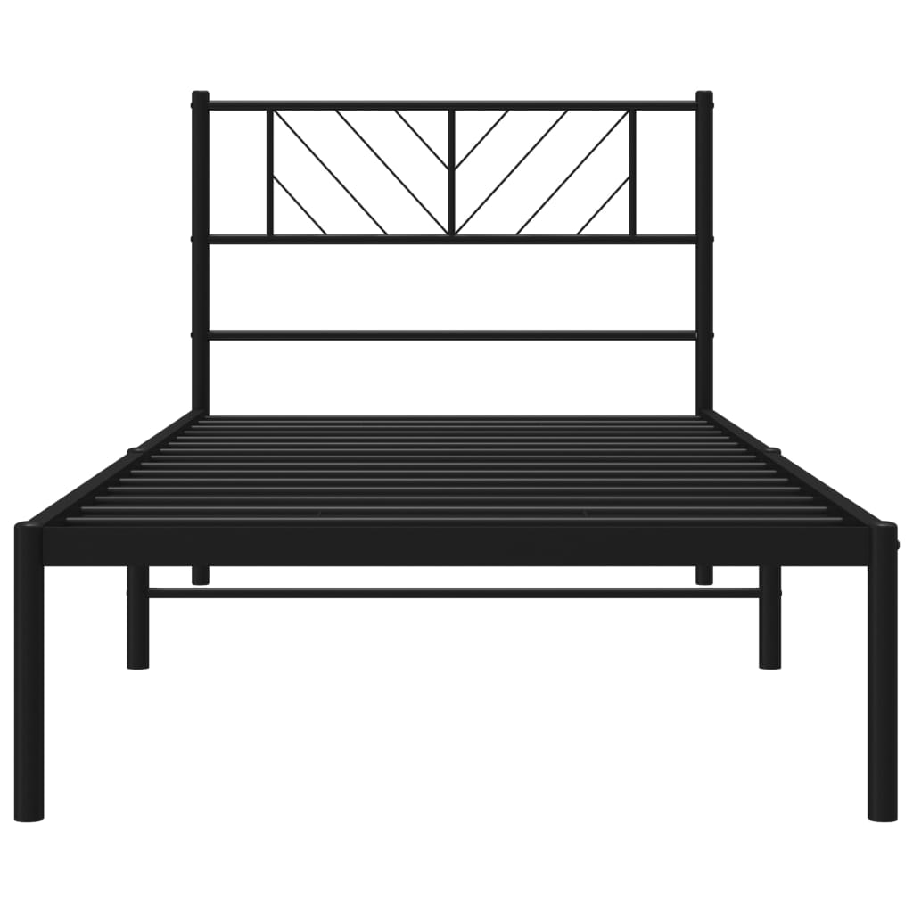 vidaXL Cadre de lit métal sans matelas avec tête de lit noir 100x190cm