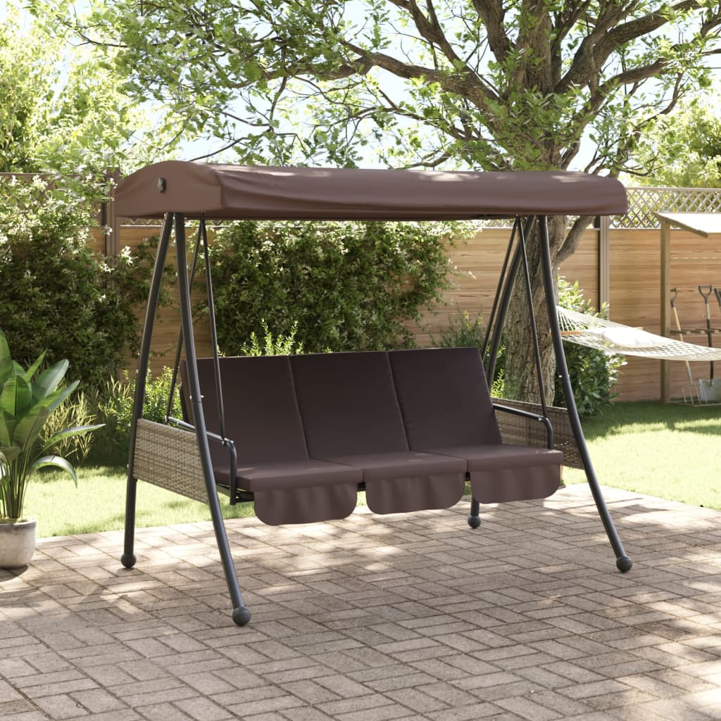 vidaXL Balancelle de jardin avec auvent réglable marron café acier