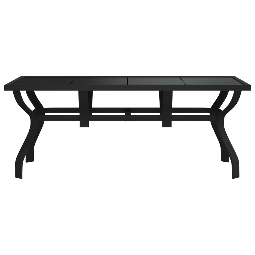 vidaXL Table de jardin Noir 180x80x70 cm Acier et verre