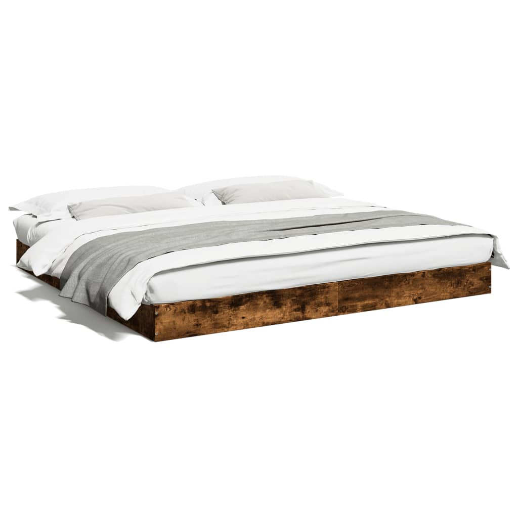 vidaXL Cadre de lit sans matelas chêne fumé 200x200 cm bois ingénierie