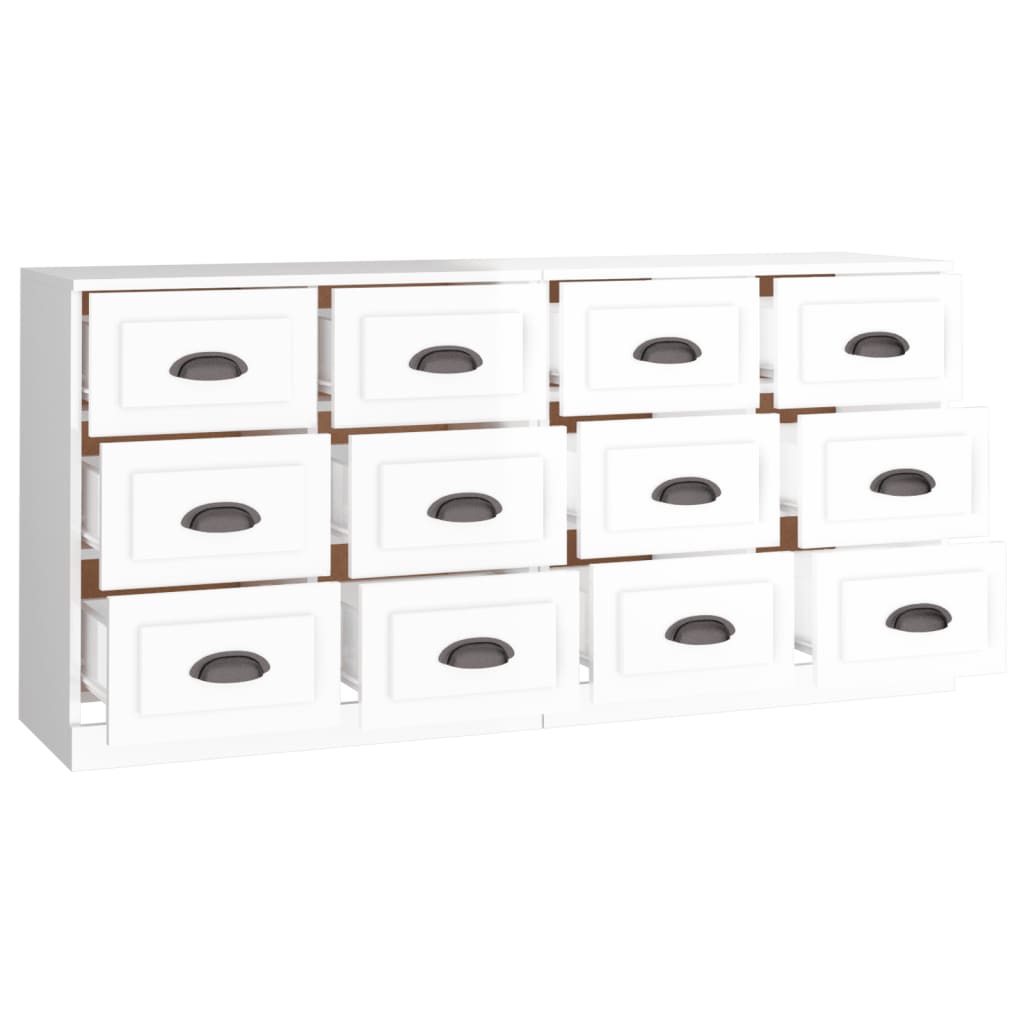 vidaXL Buffets 2 pcs blanc brillant bois d'ingénierie