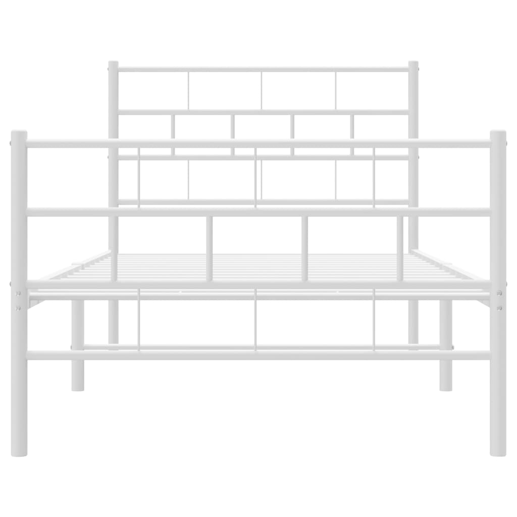 vidaXL Cadre de lit métal sans matelas et pied de lit blanc 100x190 cm