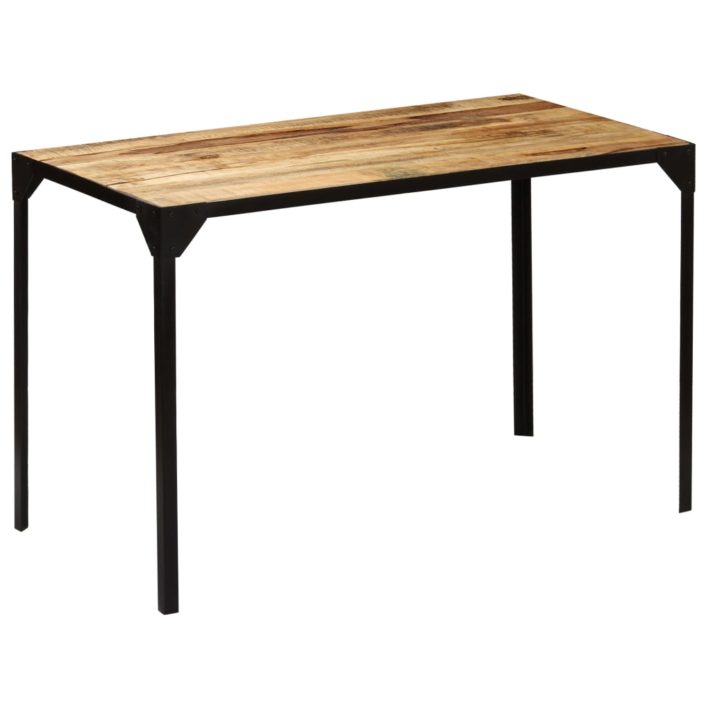 vidaXL Table de salle à manger Bois de manguier brut et Acier 120 cm