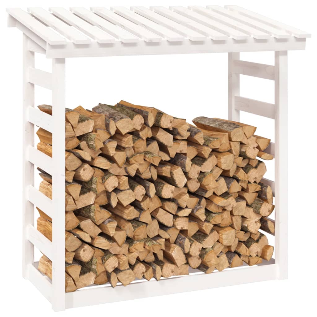 vidaXL Support pour bois de chauffage Blanc 108x64,5x110cm Bois de pin