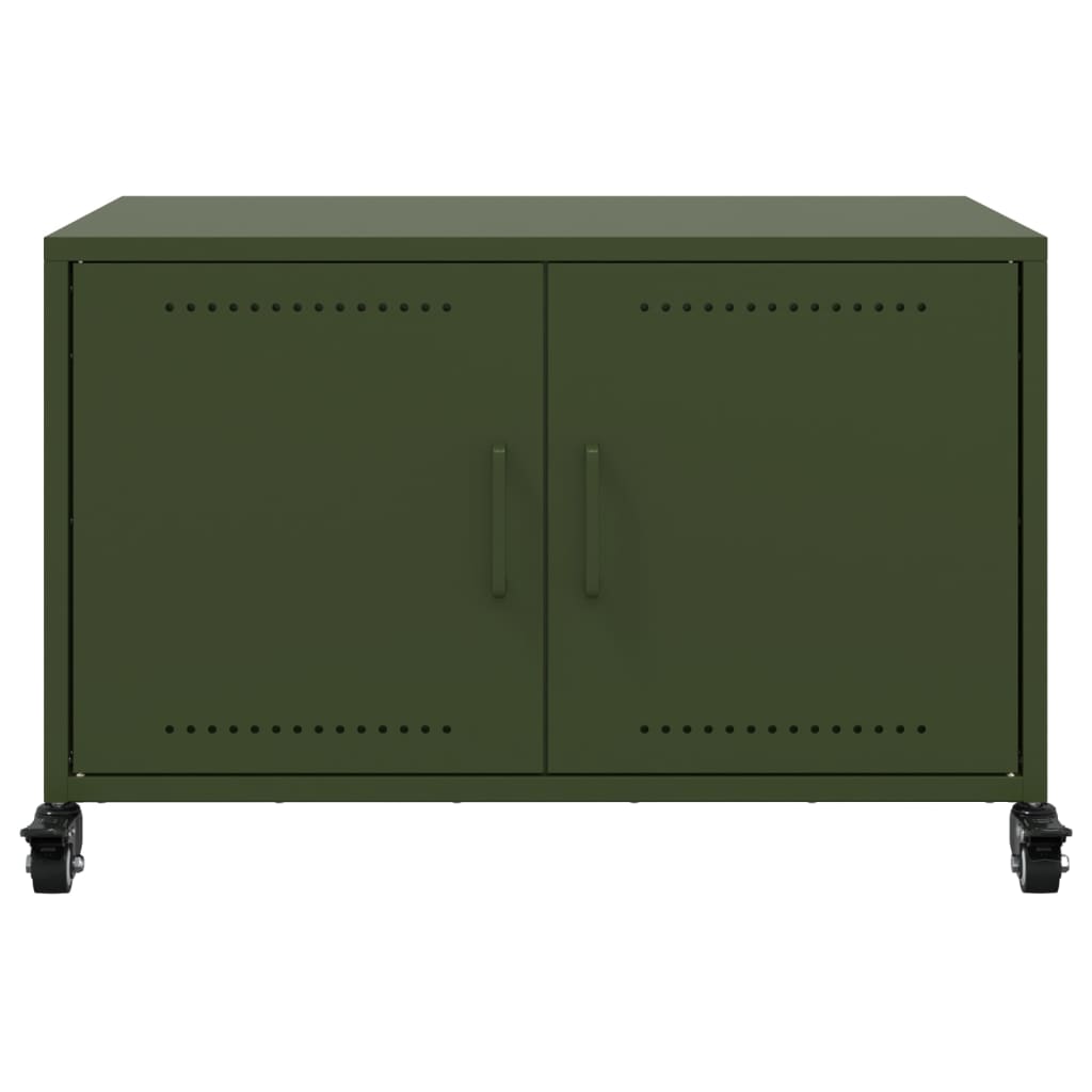 vidaXL Meuble TV vert olive 68x39x43,5 cm acier