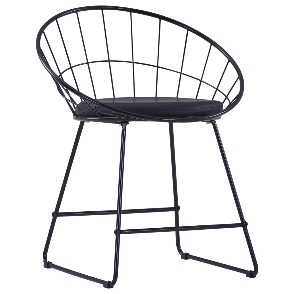 vidaXL Chaises à manger avec siège en similicuir lot de 2 noir acier