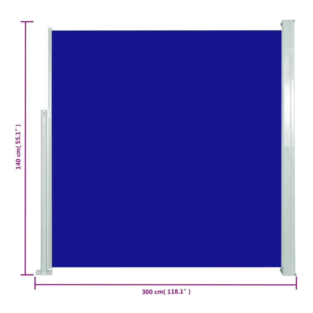 vidaXL Auvent latéral rétractable de patio 140x300 cm Bleu