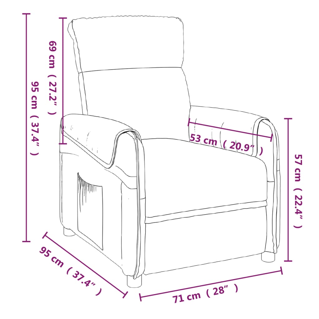 vidaXL Fauteuil de massage inclinable Gris foncé Tissu