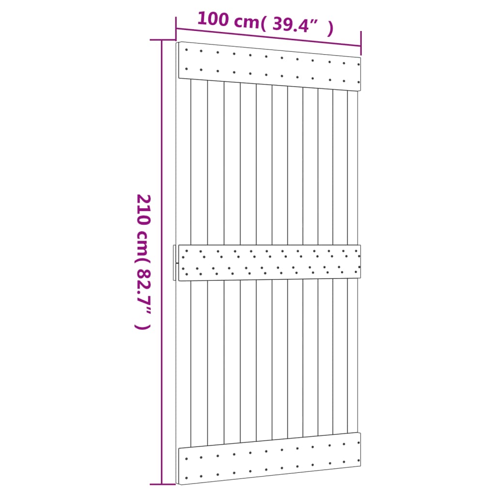 vidaXL Porte coulissante et kit de quincaillerie 100x210 cm pin massif