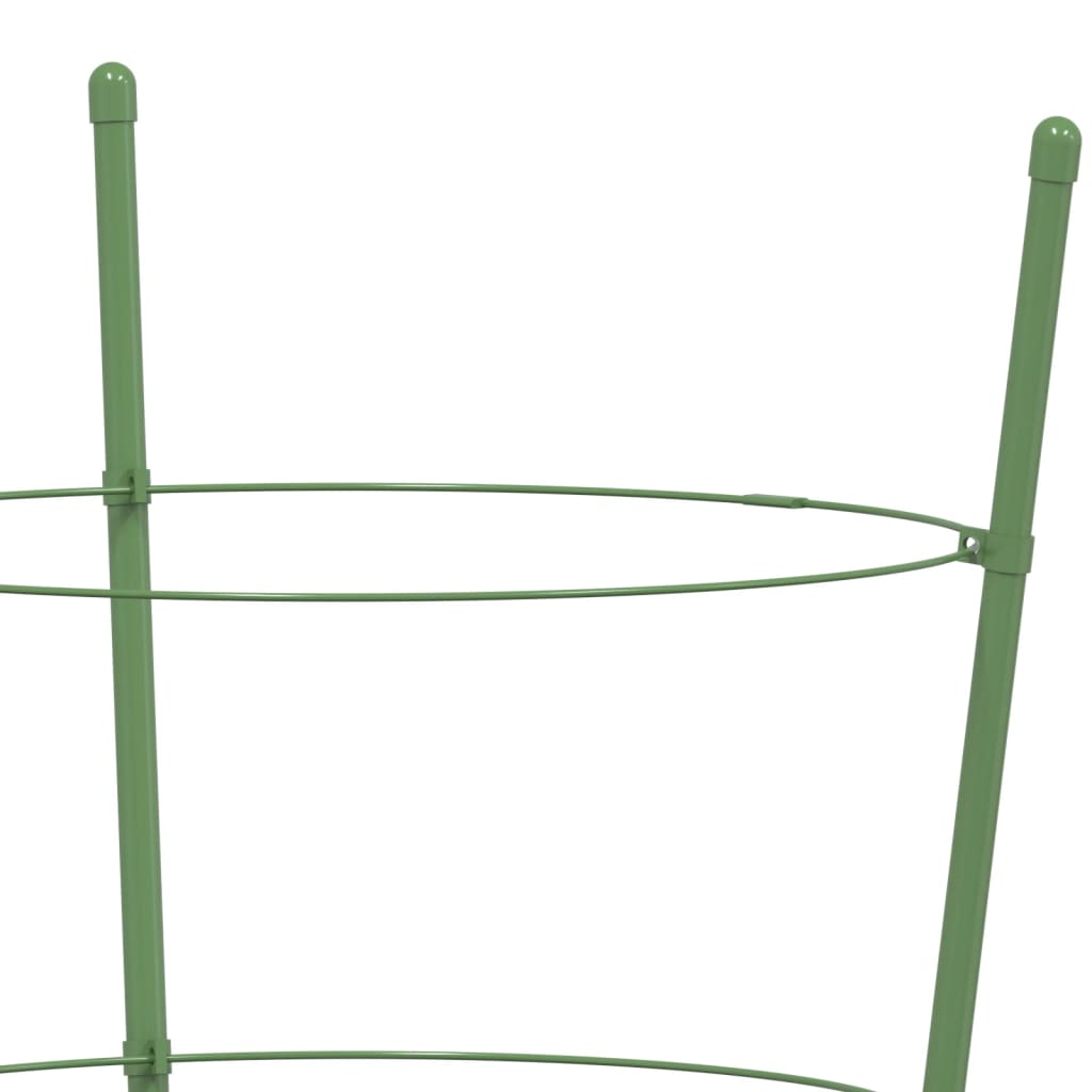 vidaXL Supports pour plantes de jardin 3 anneaux 5pcs Vert 60 cm Acier