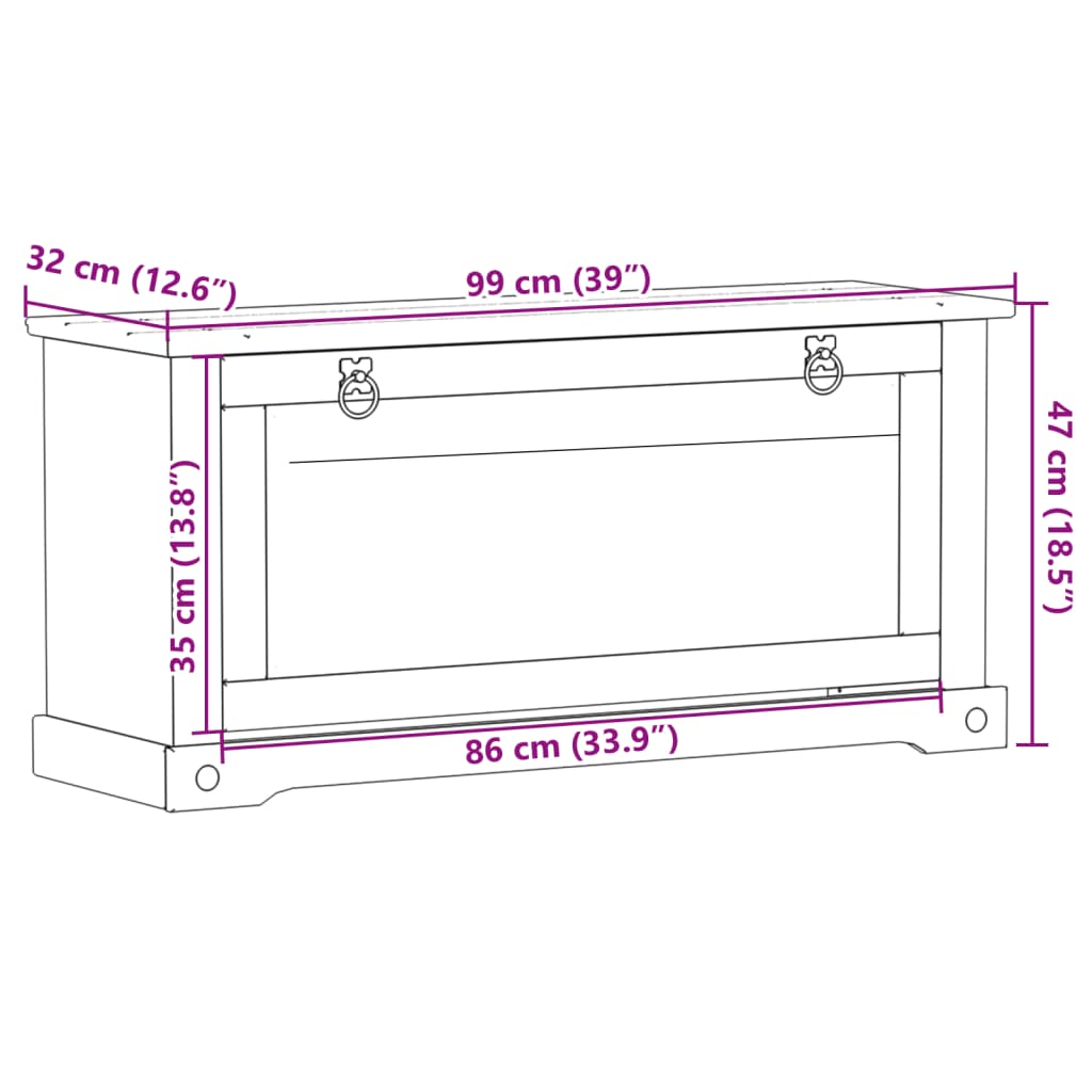 vidaXL Armoire à chaussures Corona 99x32x47 cm bois de pin massif