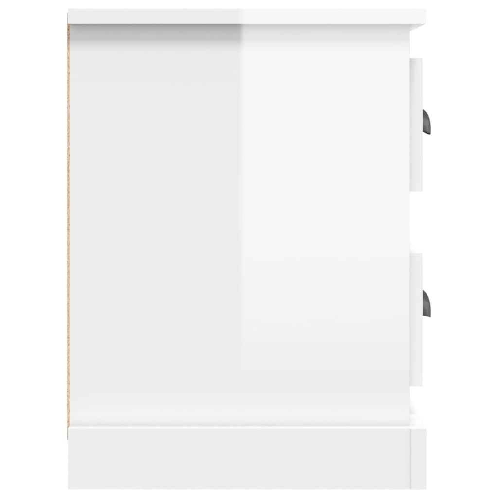 vidaXL Meuble TV blanc brillant 102x35,5x47,5 cm bois d'ingénierie