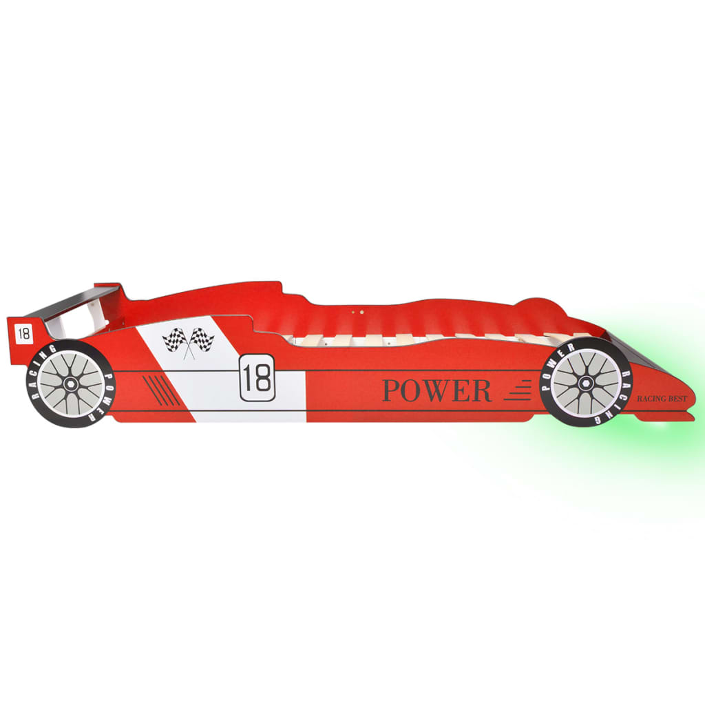 vidaXL Lit voiture de course pour enfants avec LED 90 x 200 cm Rouge
