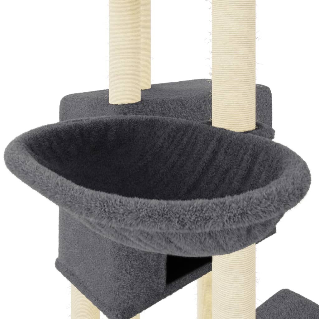 vidaXL Arbre à chat avec griffoirs en sisal gris foncé 122 cm