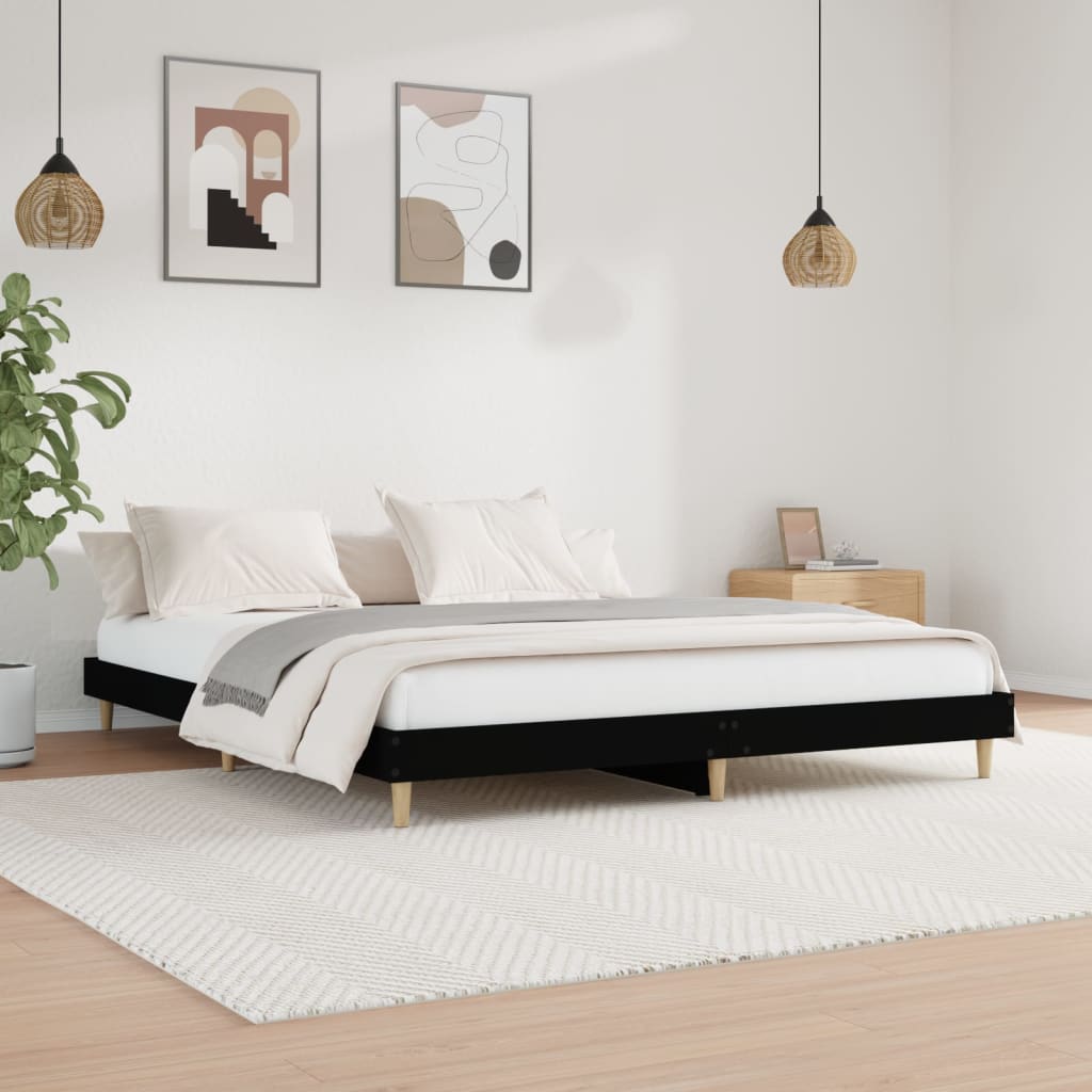 vidaXL Cadre de lit sans matelas noir 150x200 cm bois d'ingénierie