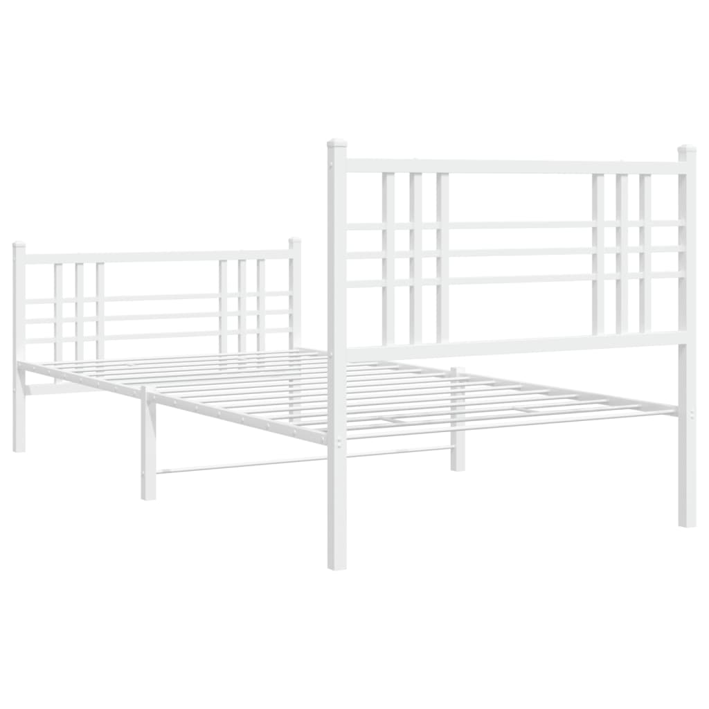 vidaXL Cadre de lit métal sans matelas et pied de lit blanc 107x203 cm