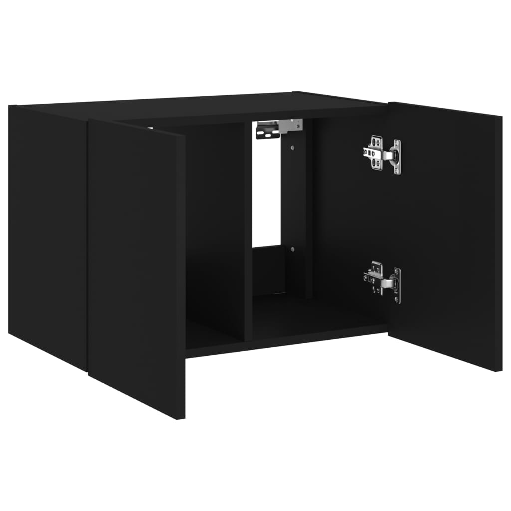 vidaXL Meuble TV mural avec lumières LED noir 60x35x41 cm