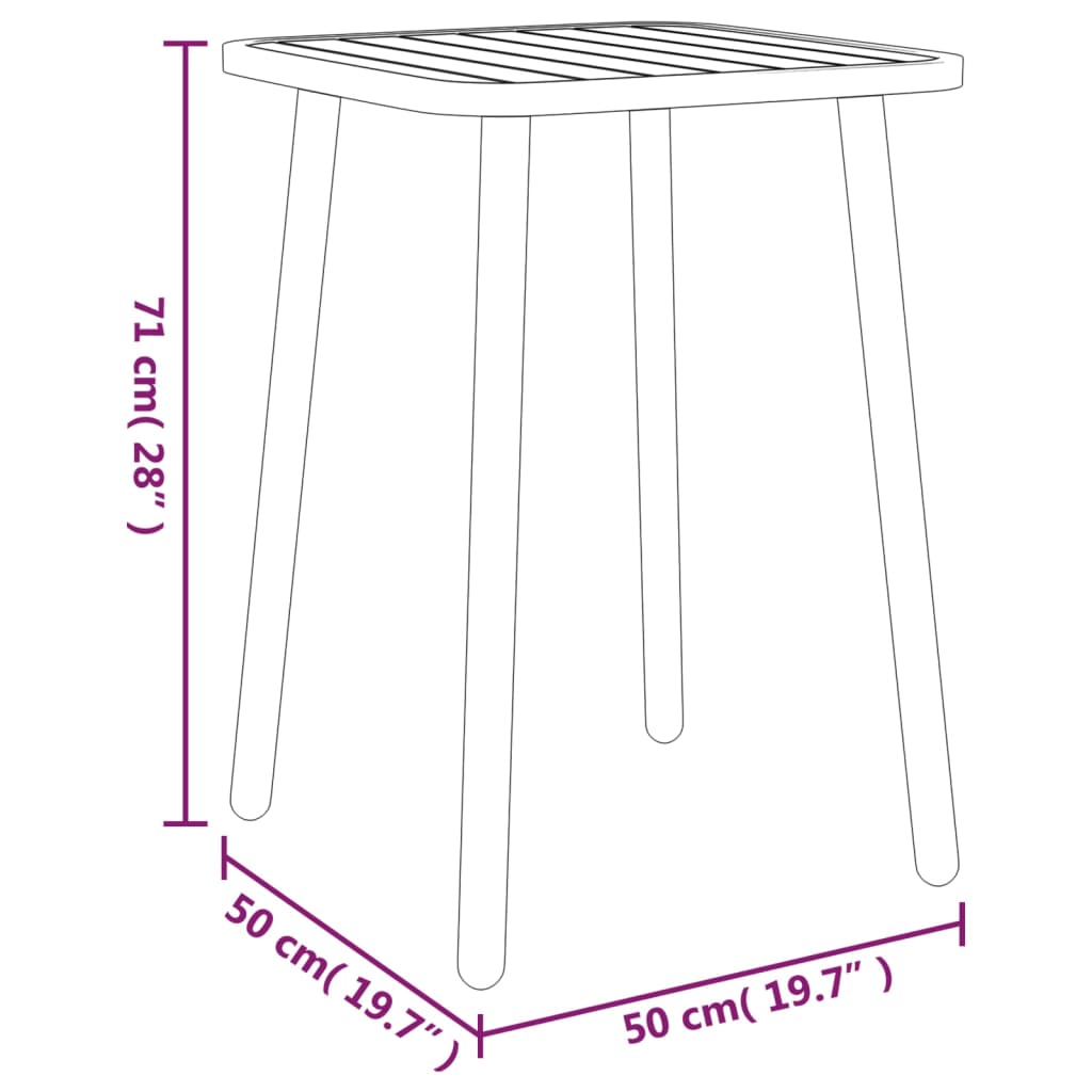 vidaXL Table de jardin anthracite 50x50x71 cm acier