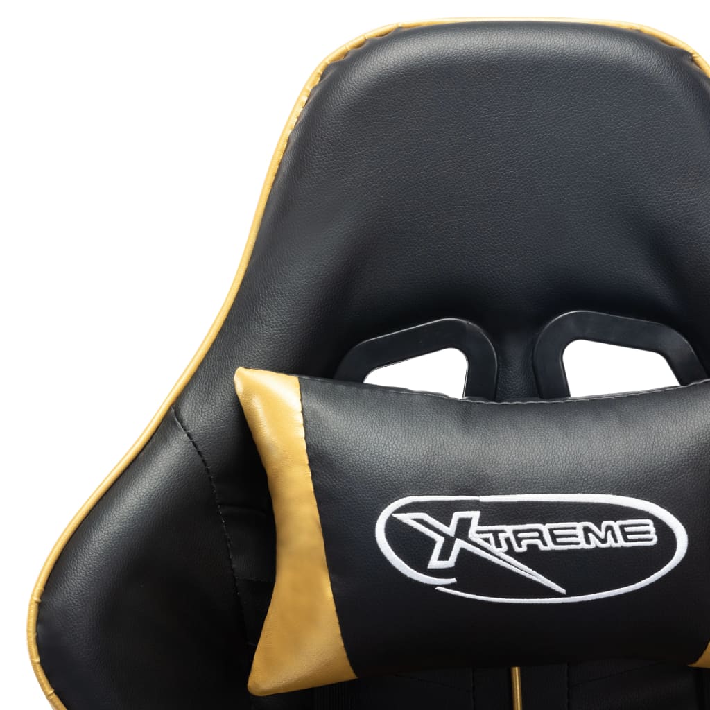 vidaXL Chaise de jeu avec repose-pied Noir et doré Cuir artificiel