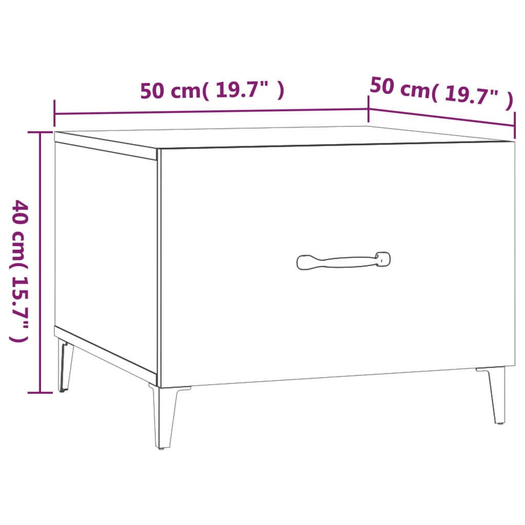 vidaXL Table basse avec pieds en métal Chêne sonoma 50x50x40 cm