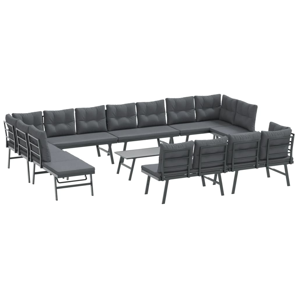 vidaXL Ensemble de bancs de jardin avec coussins 9 pcs noir