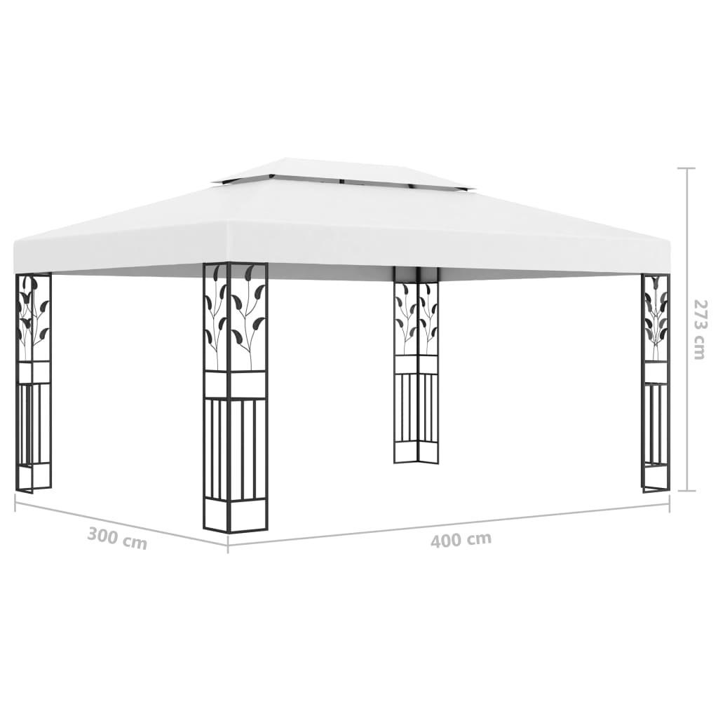 vidaXL Tonnelle avec double toit et lumières LED 3x4 m Blanc
