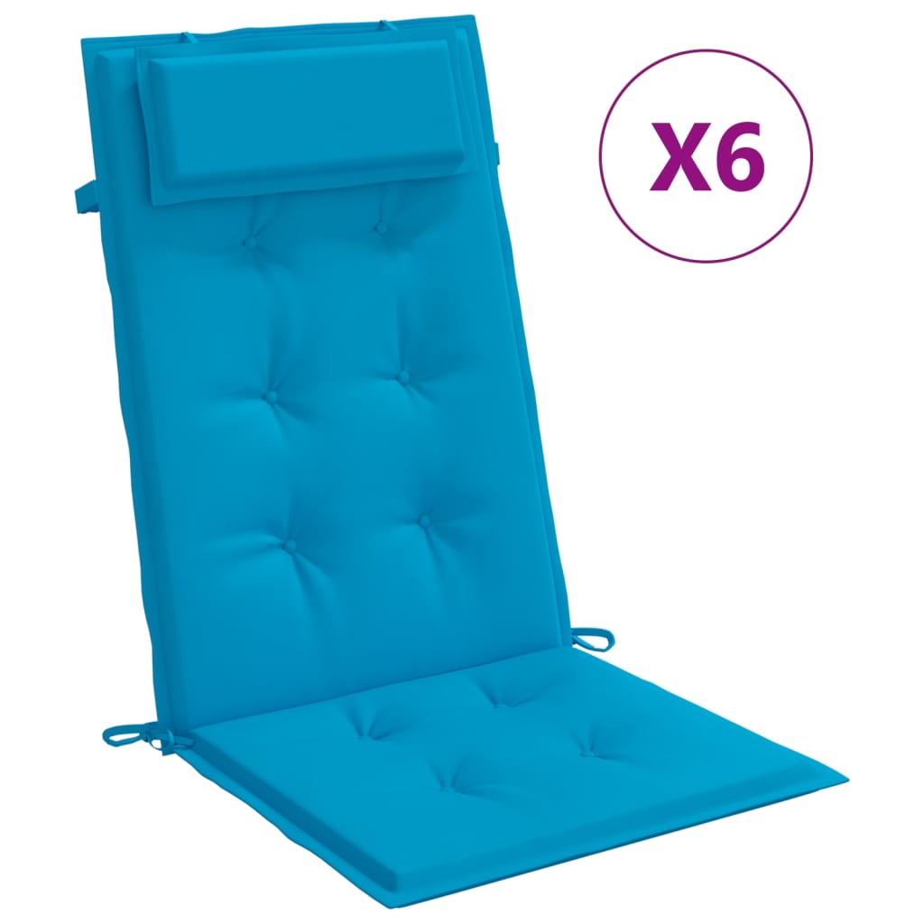 vidaXL Coussins de chaise à dossier haut lot de 6 bleu clair