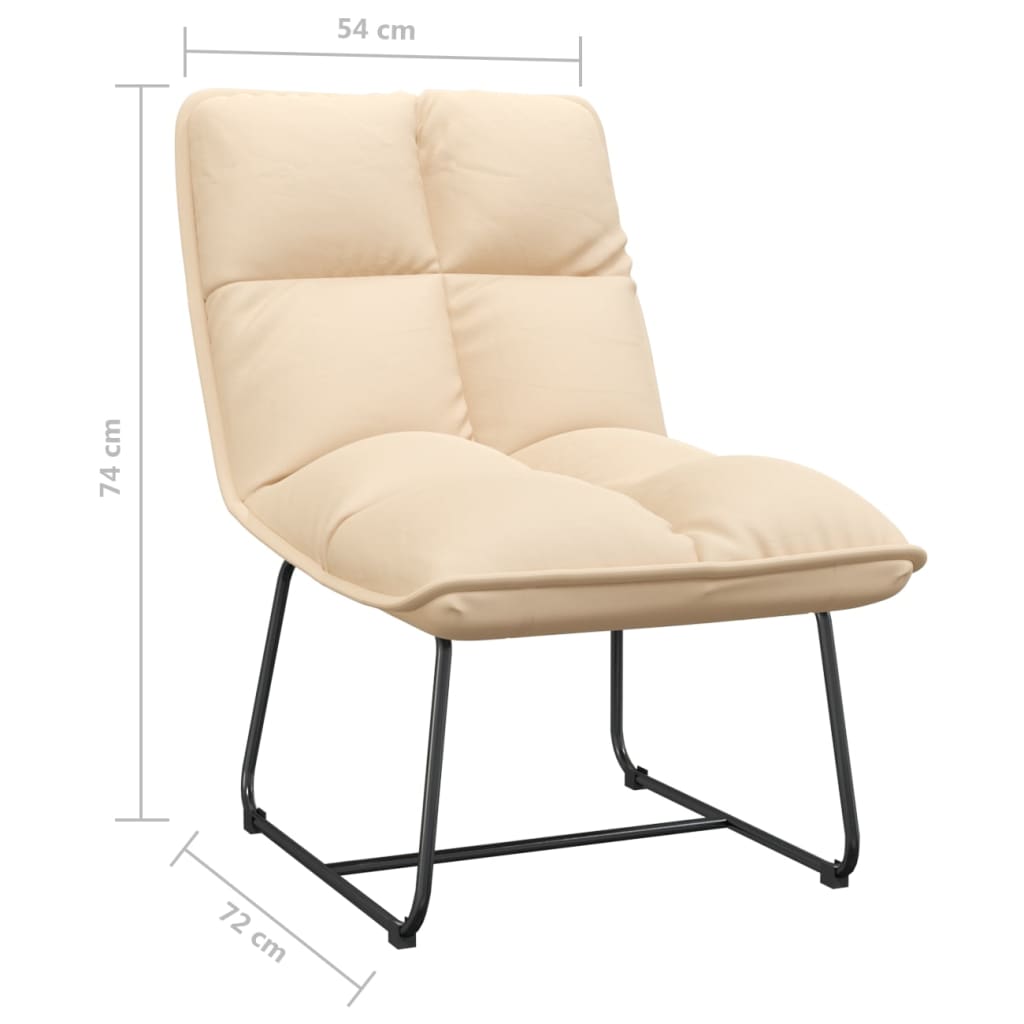 vidaXL Chaise de détente avec cadre en métal Crème Velours