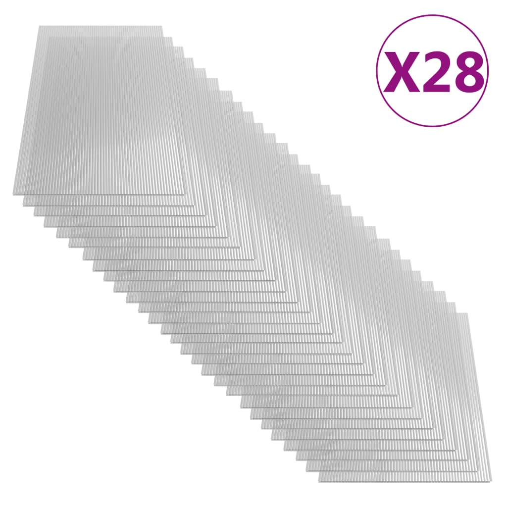 vidaXL Feuilles de polycarbonate 28 pcs 4 mm 121x60 cm