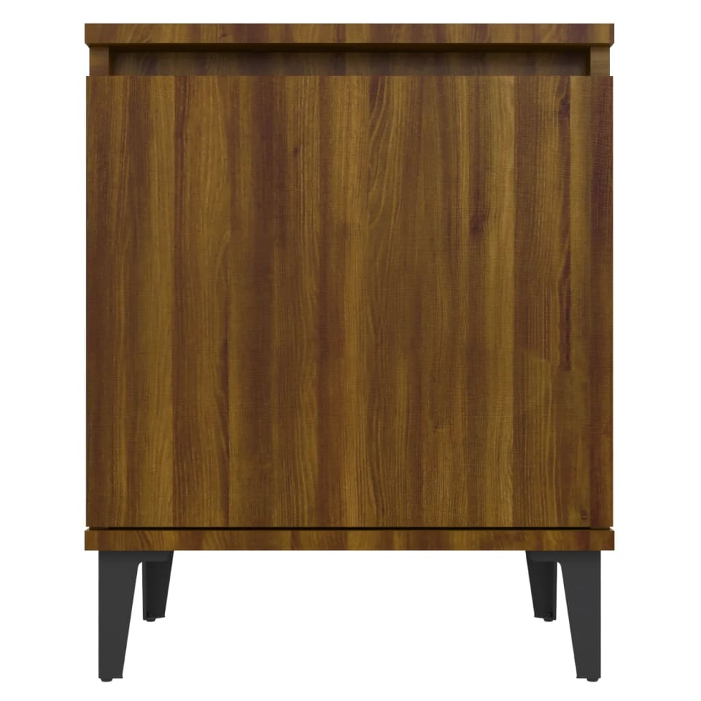 vidaXL Tables de chevet avec pieds en métal chêne marron 40x30x50 cm
