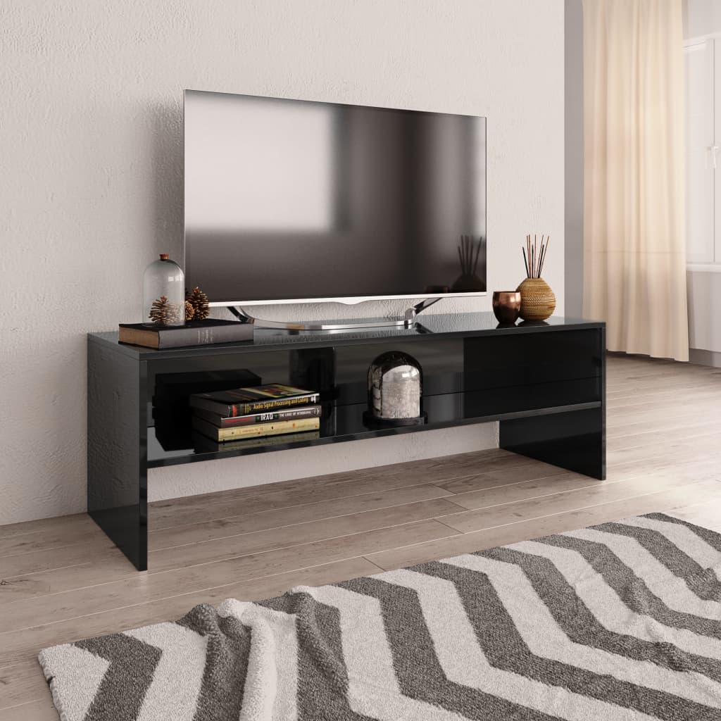 vidaXL Meuble TV Noir brillant 120 x 40 x 40 cm Aggloméré