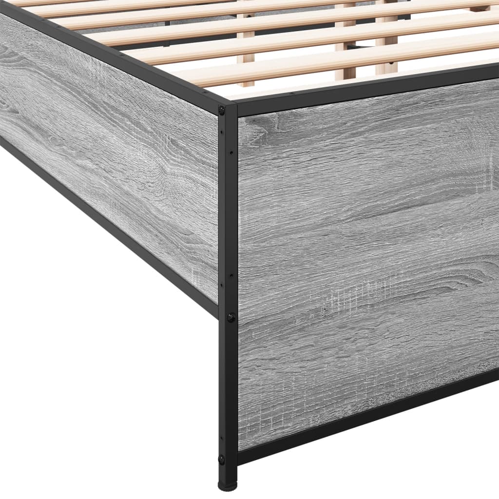 vidaXL Cadre de lit sonoma gris 140x190 cm bois d'ingénierie et métal