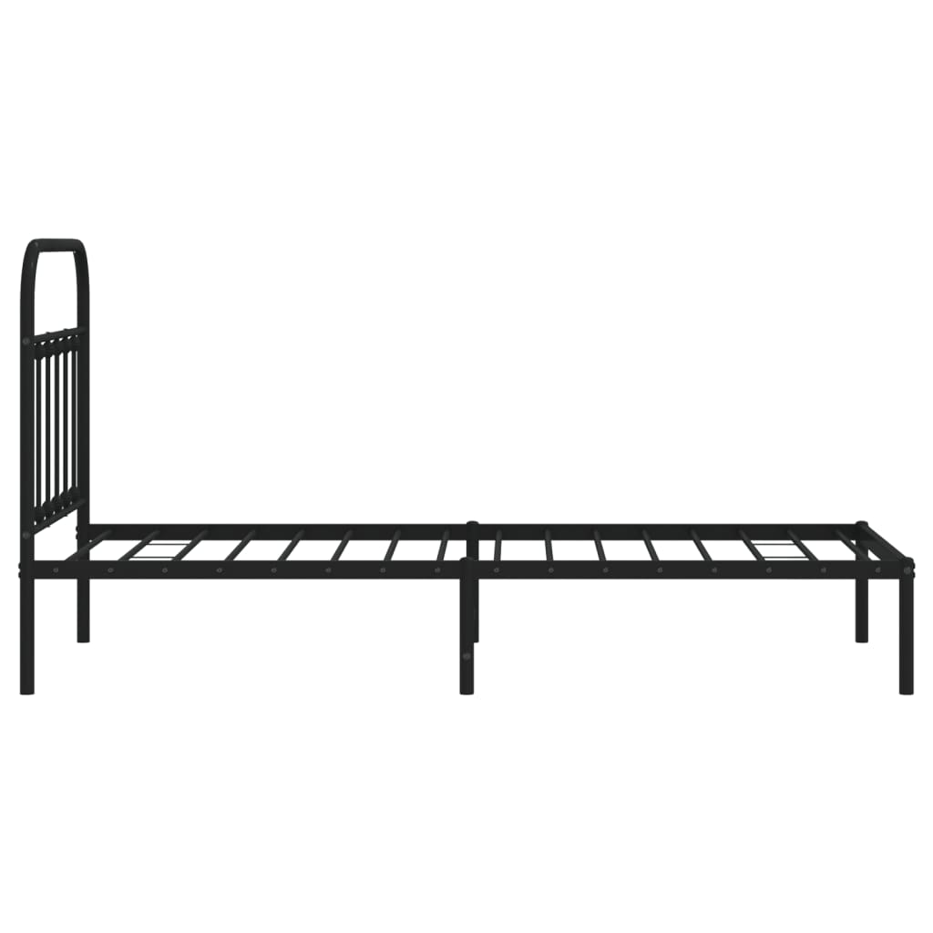 vidaXL Cadre de lit métal sans matelas avec tête de lit noir 90x200 cm