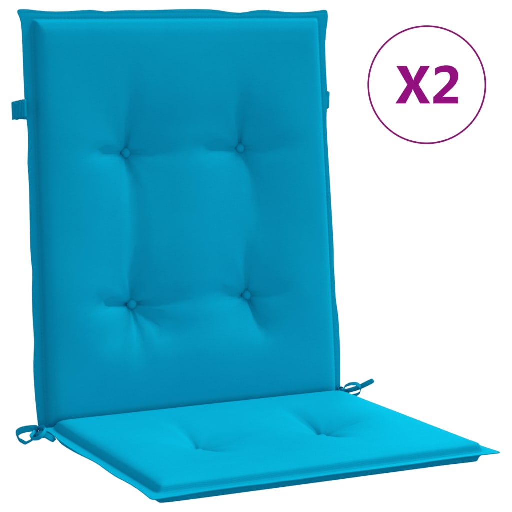 vidaXL Coussins de chaise de jardin à dossier bas lot de 2 bleu