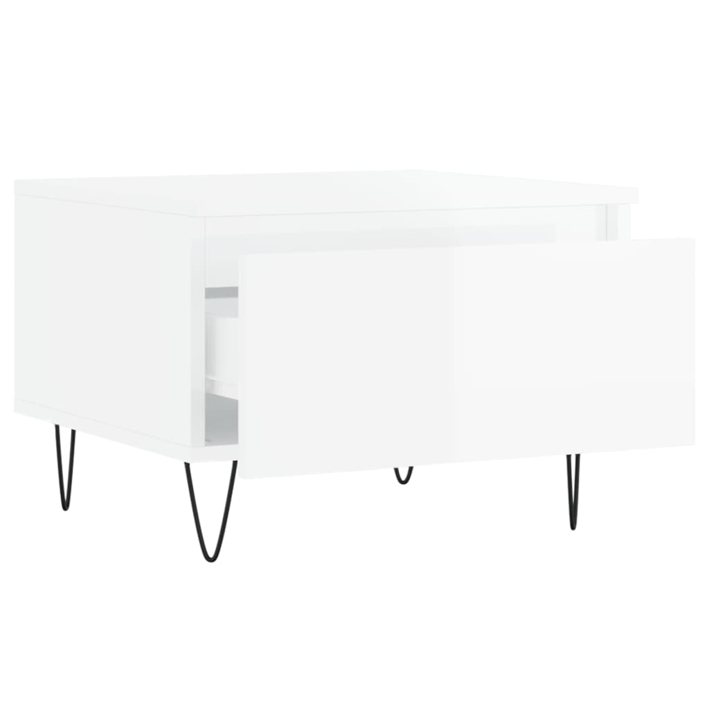 vidaXL Table basse blanc brillant 50x46x35 cm bois d'ingénierie