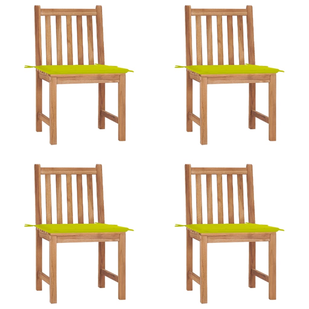 vidaXL Chaises de jardin lot de 4 avec coussins Bois de teck massif