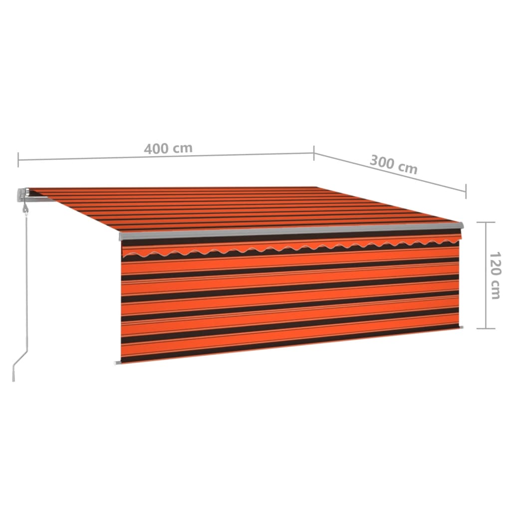 vidaXL Auvent automatique rétractable avec store 4x3m Orange et marron