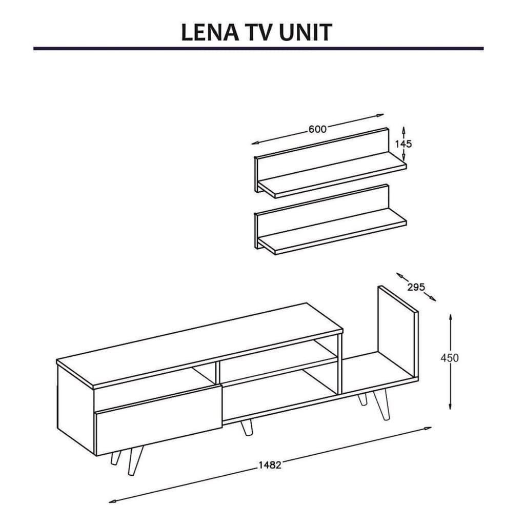 Homemania Ensemble de meuble TV Lena 148,2x29,5x45 cm Blanc et chêne
