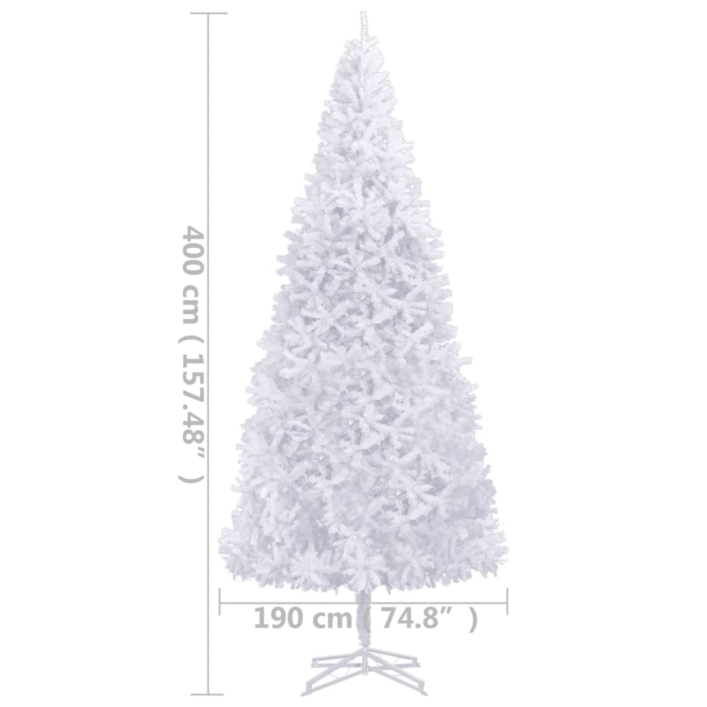 vidaXL Arbre de Noël artificiel pré-éclairé 400 cm blanc