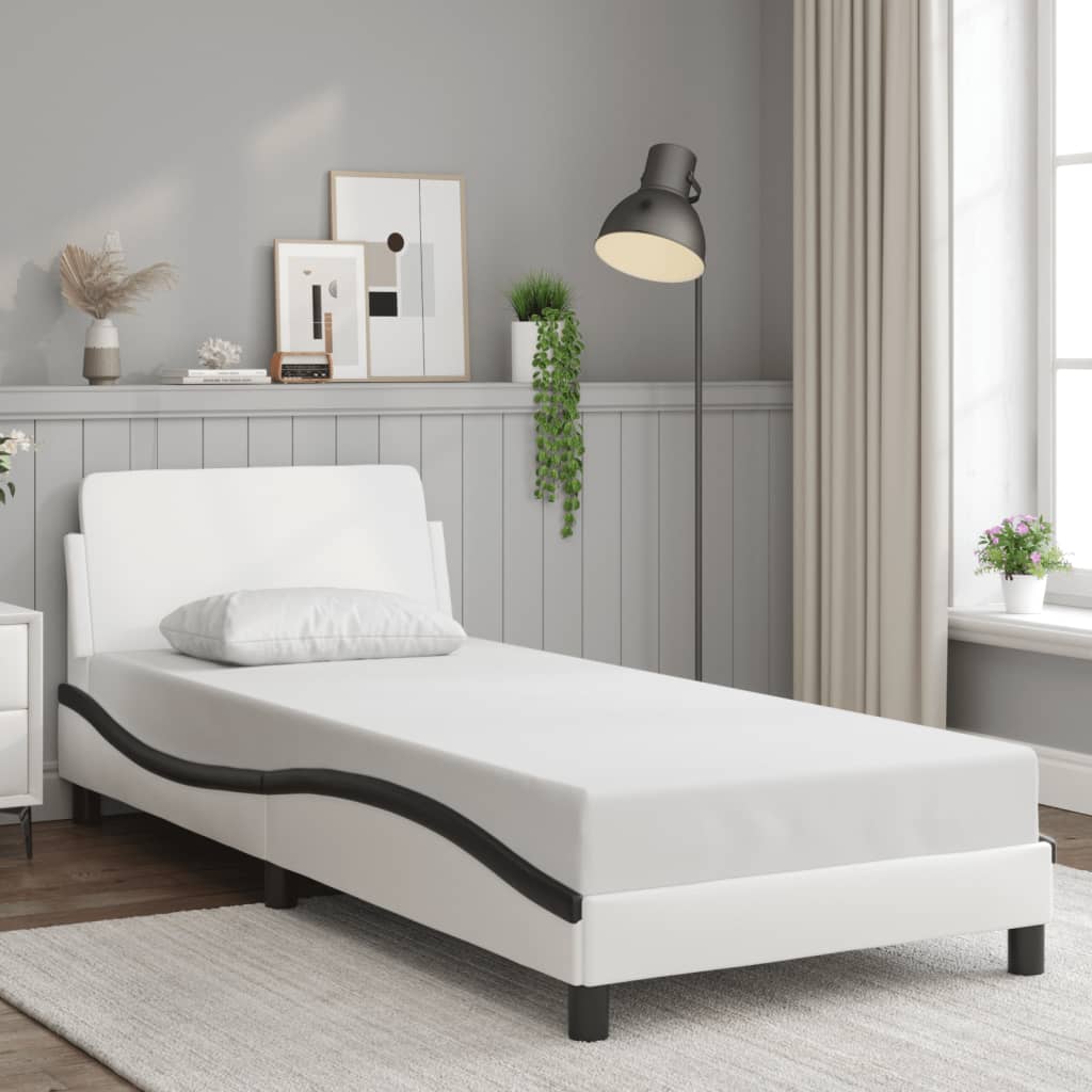 vidaXL Cadre de lit sans matelas blanc et noir 80x200 cm similicuir