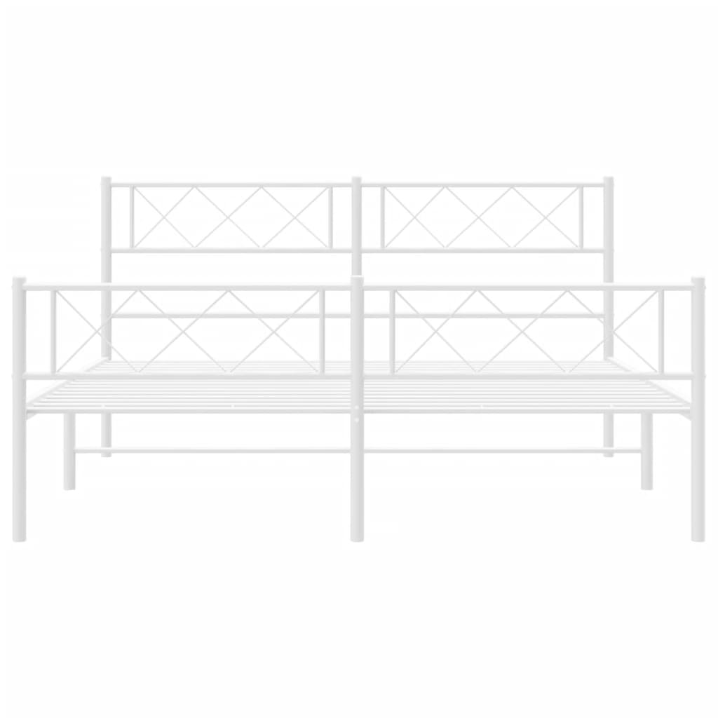 vidaXL Cadre de lit métal sans matelas et pied de lit blanc 120x200 cm