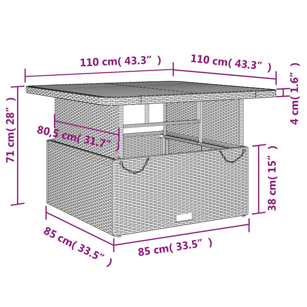 vidaXL Ensemble à manger de jardin et coussins 2 pcs beige poly rotin